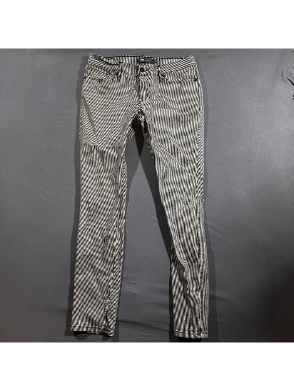 Levi's 524 Skinny Jeans Womens Size 11 Black White Vertical Striped Denim